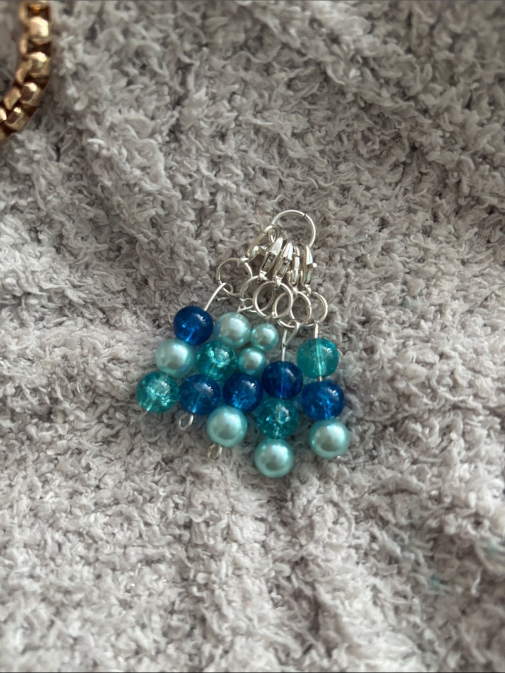 Blue and Teal Beaded Charm stitchmarkers (5 pcs)